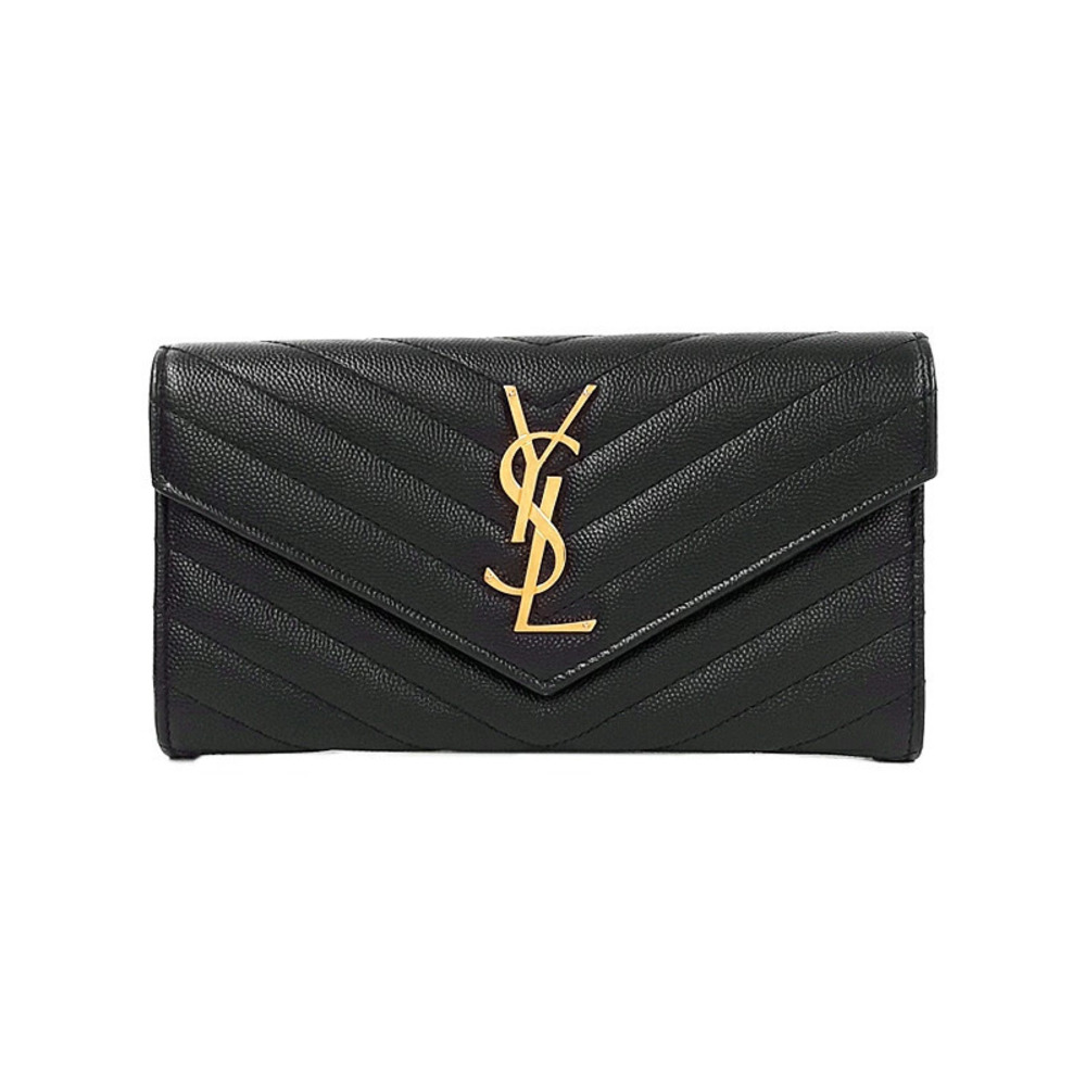 SAINT LAURENT Paris Monogram Flap Wallet Bi fold Long